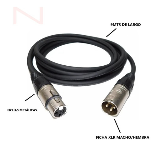 Imagen 2 de 4 de Cable Canon Canon Para Microfono Conector Xlr 9mts