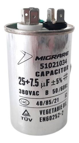 Capacitor Duplo 25+7,5 Uf  380v Ar Condicionado