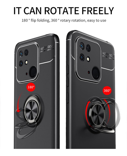 Funda Case Xiaomi Poco C40 Metal Ring + Mica Cristal 9d