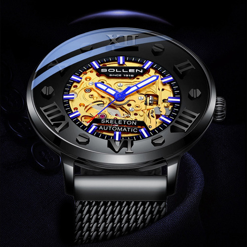 Sollen Reloj Automático Minimalista Skeleton Para Hombre