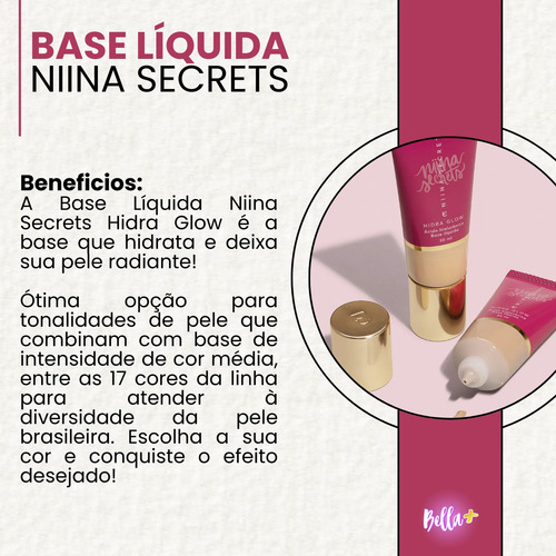 Base Líquida Niina Secrets Hidra Glow Ácido Hialurônico