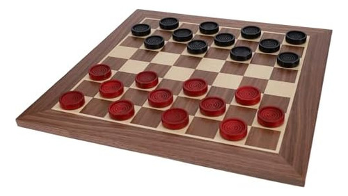Juego De Damas De Madera Rojas Y Negras De La Vieja Escuela