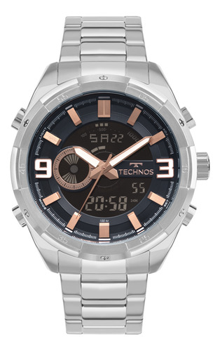 Relógio Technos Masculino Prata A Prova Dágua Yxd0645aab/1a Prata Azul Azul