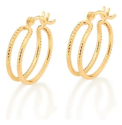 Brincos Rommanel Argola Dupla Banhado A Ouro 18k 526793