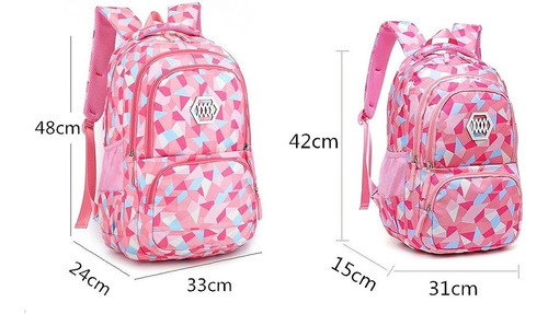 Mochila Escolar Para Ninas Geometric Print Color Rosa