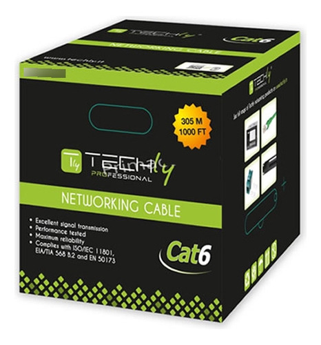 Cable Utp Cat 6 305 M Box Gris - 100% Cobre - Techly