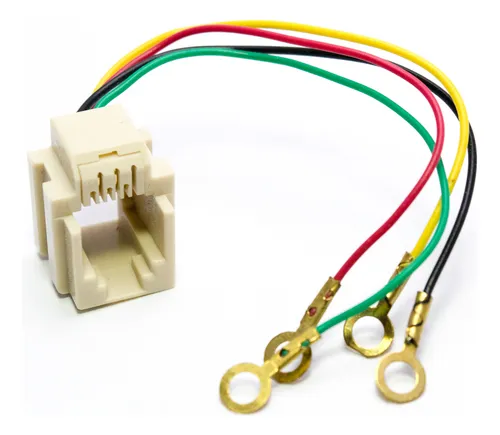 4 Conectores Rj11 Hembra 6p4c Con Terminales Ojal Marfil