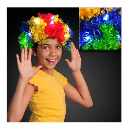 Peluca Afro Multicolor Luminosa A Led