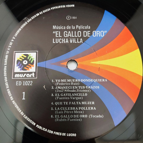 Lucha Villa - El Gallo De Oro (musica De La Pelicula) Lp