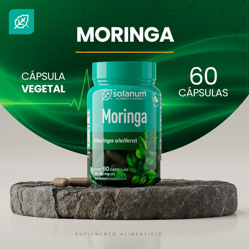 Moringa + Té Verde 60 Cápsulas Veganas Solanum Línea Herbal Sin Sabor