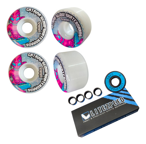 Patineta Skateboard Completa. Primitive 8.0 Pulgadas Blanco Azul