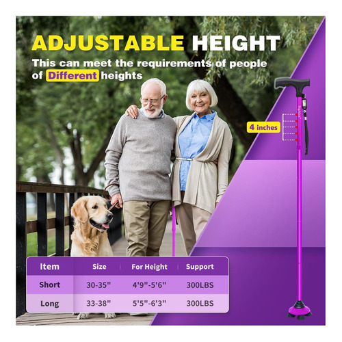 Bigalex Plegable Para Caminar Para Ancianos Ajustables Y Con