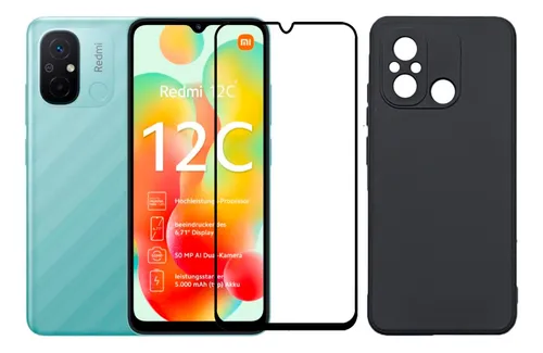 comprar Funda Silicona Liquida Para Xiaomi Redmi 12c + Vidrio Full