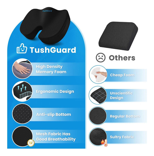 Cojín De Asiento De Tushguard Para Silla De Oficina Memoria