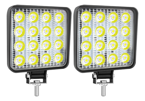 Kit 2 Faro Auxiliar Reflector 16 Led 48w Agro Vehiculo