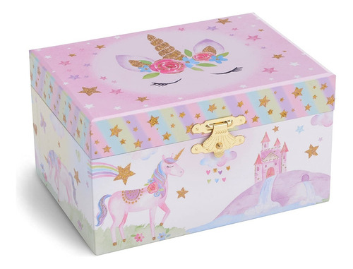 Joyero Musical Para Niña Con Unicornio Giratorio, Jewelkeepe Color Violeta