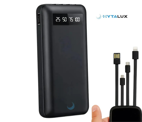 Carregador Portátil Hytalux Power Bank 20.000 mAh Turbo com Display Digital e 4 Portas USB para Celular
