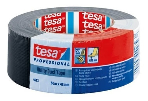 Fita Adesiva Silver Tape Profissional 50mx48mm Preta Tesa Cor Preto