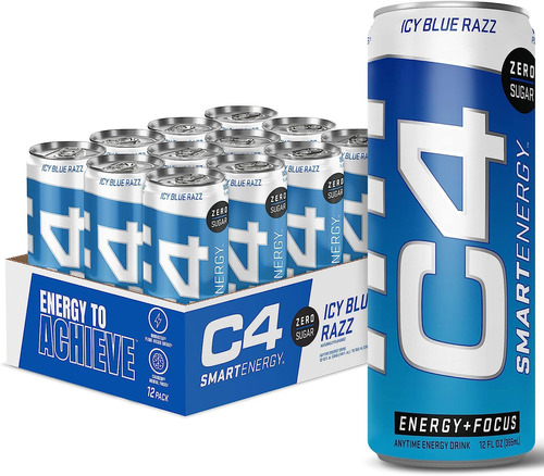 C4 Smart Energy Drink Pack 12 Latas Blue Raspberry 12 Onzas