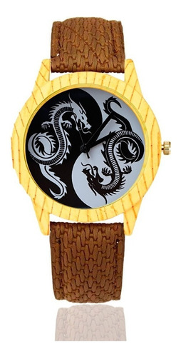 Reloj Yin Yang Dragón Tono Madera Dayoshop