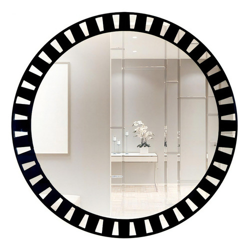Espejo redondo decorativo de alta calidad de 30 cm, marco acrílico, color del marco: negro
