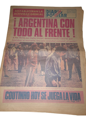 Mundial Argentina 78 Diario Popular Argentina - Italia 10/6