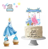 Comprar Cake Topper Imprimible Personalizado Cenicienta