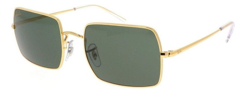 Óculos de sol Ray-Ban I-Shape Rectangle 1969 Legend Gold Standard armação de metal cor polished gold, lente green clássica, haste polished gold de metal - RB1969