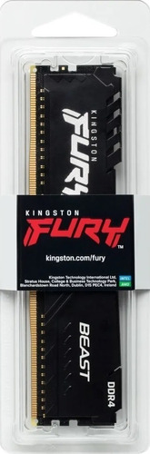 Memoria Ram Kingston 16 Gb Fury Beast Ddr4 3200* Gamer Negra