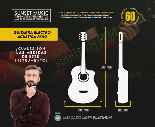 Imagen 7 de 10 de Guitarra Electroacústica Fk40 M Bk + Cuotas