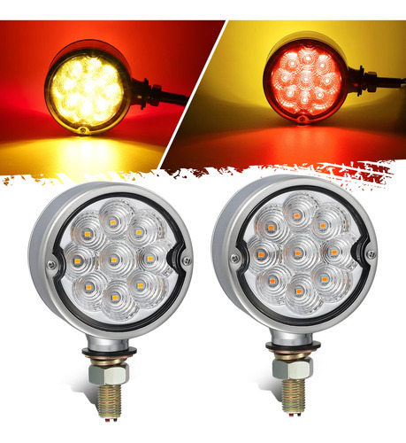 Partsam 2 Luz Señalizacion Giro Doble Cara 18 Led Color Rojo