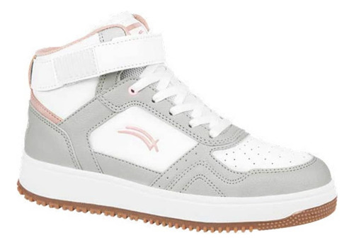 Tenis Mujer Blanco Gris Casual Bota Antiderrapante