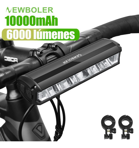 6000 Lúmenes 10000mah Ipx5 Luz Para Bicicleta Con 2 Soporte