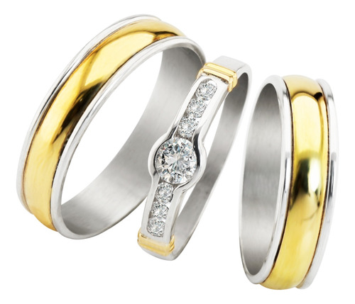 Combo Alianzas Plata 950 Y Oro 18k Casamiento Cintillo Boda