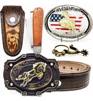 Comprar Kit Cowboy Cinto + 2 Fivela + Bainha Canivete + Chaveiro