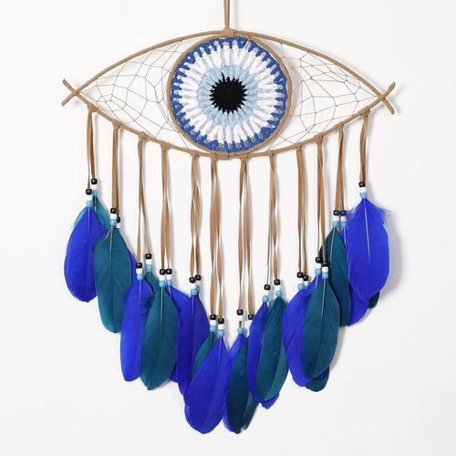 Atrapasueños Azul Hecho A Mano Para Decoración De Espacios
