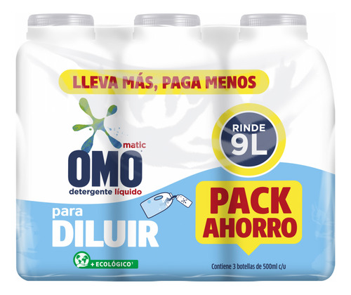 Omo Pack X3 Detergente Para Diluir 500ml