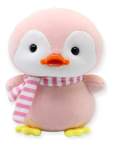 Pinguino De Peluche Rosa Con Bufanda Suave Juguete De 20cm