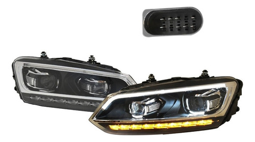 Faros Vento Polo 2014 A 2022 Doble Lupa Led Secuencial Drl