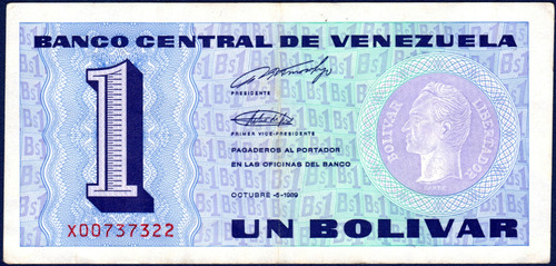 Billete 1 Bolívar X8 Octubre 05 1989 Simón Bolívar Tinoquito