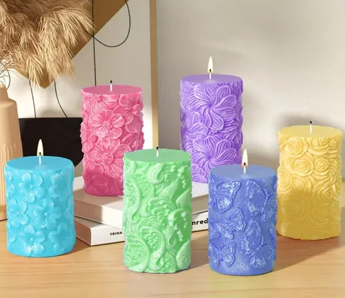 Molde En Silicona Para Velas: Cilindro De Petalos
