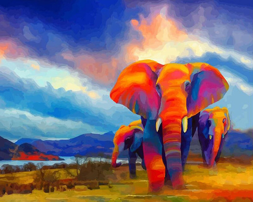 Pintura Para Adultos Por Número De Elefante Pintura Por Núme