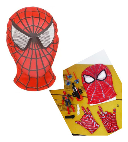 Set De Spiderman Máscara Guante Lanza Dardos + Muñeco