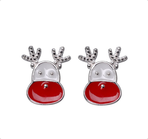 Aretes Plata Ley 925 Reno Venado Navidad | Amor + Estuche