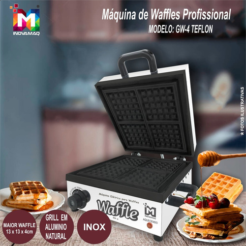 Imagem 3 de 8 de Máquina De Waffles Wafer Profissional - 220v - Antiaderente
