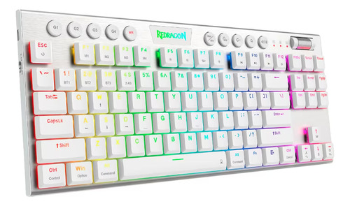 Teclado Gamer Horus Pro Tkl Rgb Sem Fio Branco Layout Usa