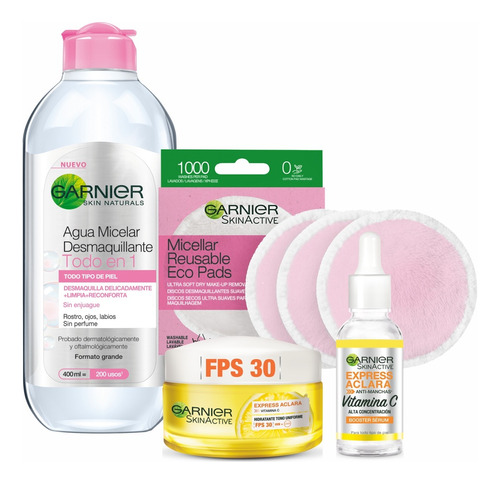  Pack Cuidado Facial Express  Aclara Garnier 