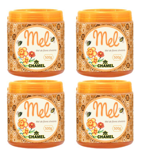 Kit 4 Potes De Mel Silvestre 100% Puro Chamel