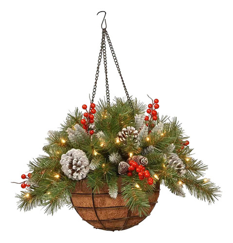 Cesta Colgante Navideña Artificial, Decoración Navideña