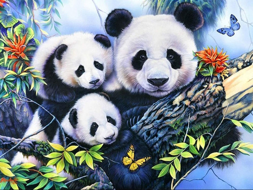 Bimkole 5d Kits De Pintura De Diamantes Lindo Panda Familia,